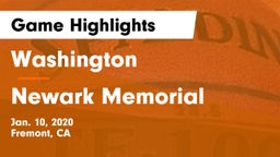 Washington  vs Newark Memorial  Game Highlights - Jan. 10, 2020