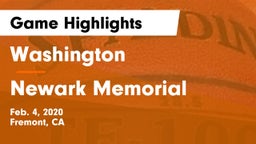 Washington  vs Newark Memorial  Game Highlights - Feb. 4, 2020