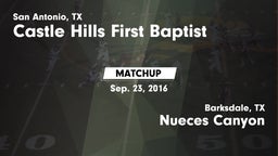 Matchup: Castle Hills First B vs. Nueces Canyon  2016