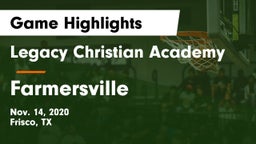 Legacy Christian Academy  vs Farmersville  Game Highlights - Nov. 14, 2020