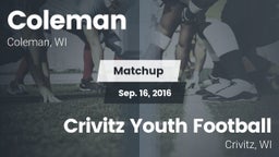 Matchup: Coleman vs. Crivitz Youth Football 2016