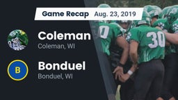 Recap: Coleman  vs. Bonduel  2019