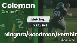 Matchup: Coleman vs. Niagara/Goodman/Pembine  2019