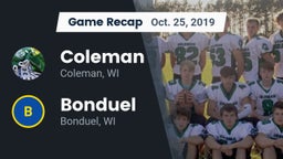 Recap: Coleman  vs. Bonduel  2019