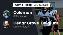 Recap: Coleman  vs. Cedar Grove-Belgium  2022