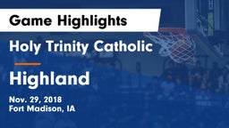 Holy Trinity Catholic  vs Highland  Game Highlights - Nov. 29, 2018