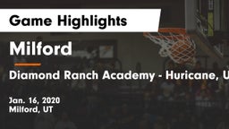 Milford  vs Diamond Ranch Academy - Huricane, UT Game Highlights - Jan. 16, 2020