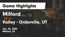 Milford  vs Valley  - Orderville, UT Game Highlights - Jan. 25, 2020
