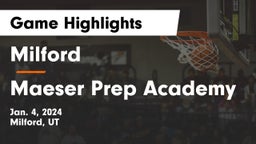 Milford  vs Maeser Prep Academy Game Highlights - Jan. 4, 2024