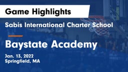 Sabis International Charter School vs Baystate Academy Game Highlights - Jan. 13, 2022