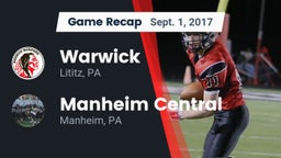 Recap: Warwick  vs. Manheim Central  2017