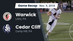 Recap: Warwick  vs. Cedar Cliff  2018