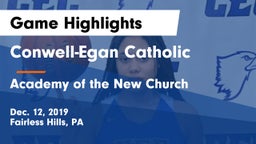 Conwell-Egan Catholic  vs Academy of the New Church  Game Highlights - Dec. 12, 2019