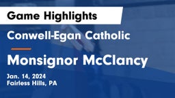 Conwell-Egan Catholic  vs Monsignor McClancy Game Highlights - Jan. 14, 2024