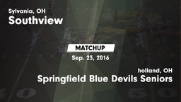 Matchup: Southview vs. Springfield Blue Devils Seniors  2016