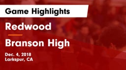 Redwood  vs Branson High Game Highlights - Dec. 4, 2018