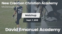 Matchup: New Creations Christ vs. David Emanuel Academy 2018