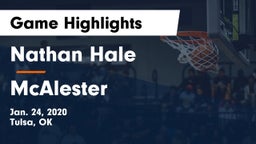 Nathan Hale  vs McAlester  Game Highlights - Jan. 24, 2020