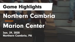 Northern Cambria  vs Marion Center  Game Highlights - Jan. 29, 2020