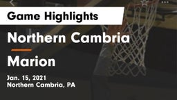 Northern Cambria  vs Marion  Game Highlights - Jan. 15, 2021
