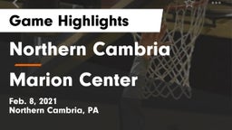 Northern Cambria  vs Marion Center  Game Highlights - Feb. 8, 2021