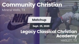 Matchup: Community Christian vs. Legacy Classical Christian Academy 2020