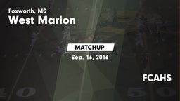 Matchup: West Marion vs. FCAHS 2016