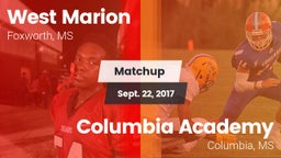 Matchup: West Marion vs. Columbia Academy  2017