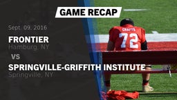 Recap: Frontier  vs. Springville-Griffith Institute  2016
