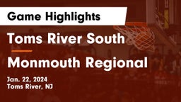 Toms River South  vs Monmouth Regional  Game Highlights - Jan. 22, 2024