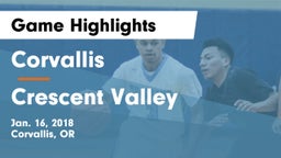 Corvallis  vs Crescent Valley  Game Highlights - Jan. 16, 2018