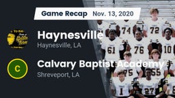 Recap: Haynesville  vs. Calvary Baptist Academy  2020