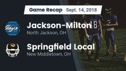 Recap: Jackson-Milton  vs. Springfield Local  2018