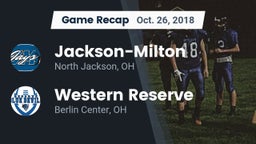 Recap: Jackson-Milton  vs. Western Reserve  2018