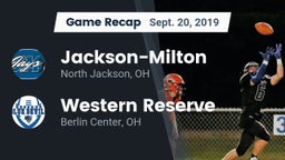 Recap: Jackson-Milton  vs. Western Reserve  2019