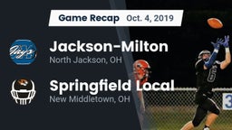 Recap: Jackson-Milton  vs. Springfield Local  2019