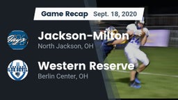 Recap: Jackson-Milton  vs. Western Reserve  2020