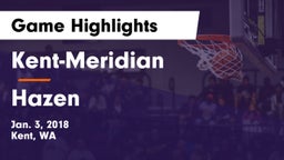 Kent-Meridian   vs Hazen  Game Highlights - Jan. 3, 2018
