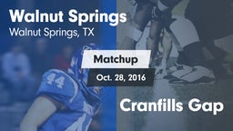 Matchup: Walnut Springs vs. Cranfills Gap 2016