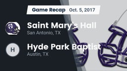 Recap: Saint Mary's Hall  vs. Hyde Park Baptist  2017