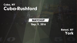 Matchup: Cuba-Rushford vs. York  2016