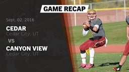 Recap: Cedar  vs. Canyon View  2016