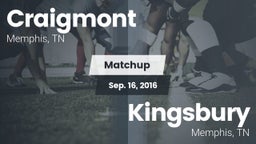 Matchup: Craigmont vs. Kingsbury  2016