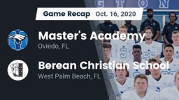 Recap: Master's Academy  vs. Berean Christian School 2020