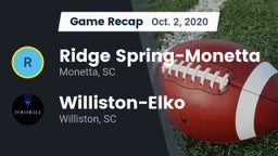 Recap: Ridge Spring-Monetta  vs. Williston-Elko  2020