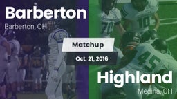 Matchup: Barberton vs. Highland  2016