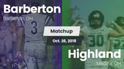 Matchup: Barberton vs. Highland  2018