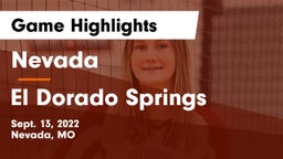 Nevada  vs El Dorado Springs  Game Highlights - Sept. 13, 2022