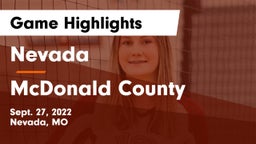Nevada  vs McDonald County  Game Highlights - Sept. 27, 2022