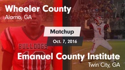 Matchup: Wheeler County vs. Emanuel County Institute  2016
